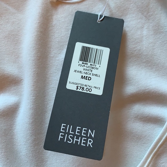 Eileen Fisher Viscose Jersey Jewel Neck Shell. NWT. Size M. White - Picture 7 of 10